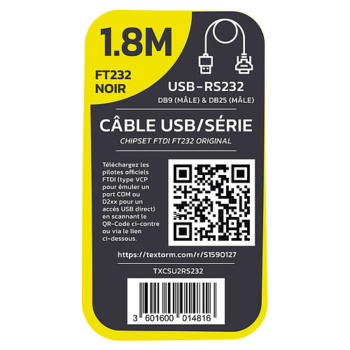 TEXTORM Convertisseur USB/Série (RS232) - DB9/DB25 - 1.8 M pas cher