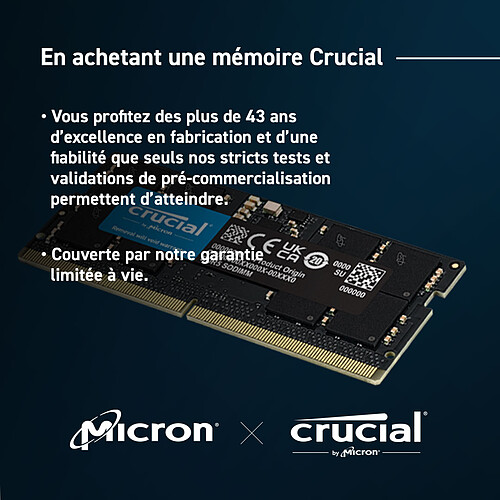 Crucial SO-DIMM DDR5 32 Go 4800 MHz CL40 SR pas cher