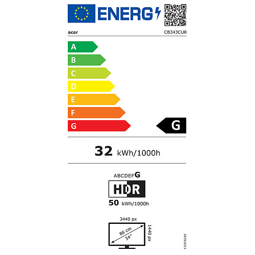 Acer 34" LED - Vero CB343CURbemiiphuzx pas cher