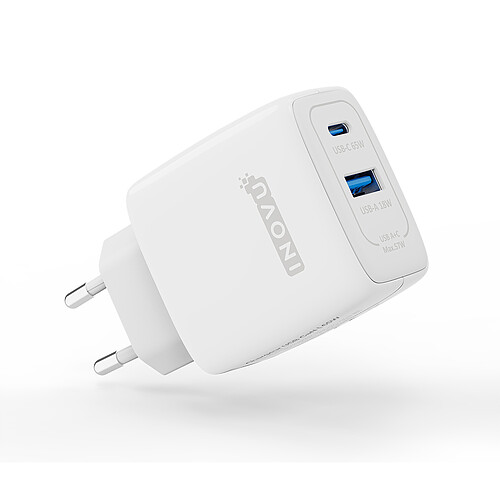 INOVU Chargeur Secteur USB-C 65 W Power Delivery GaN + TEXTORM Câble USB-C 3.1 Gen 2 (10 Gbps) - Mâle/Mâle - 1 M pas cher