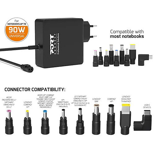 PORT Connect Adaptateur secteur universel 8 embouts 90W pas cher