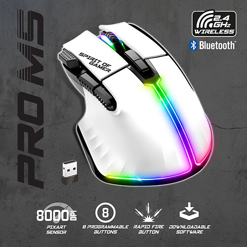 Spirit of Gamer Pro-M5 Wireless (Blanc) pas cher