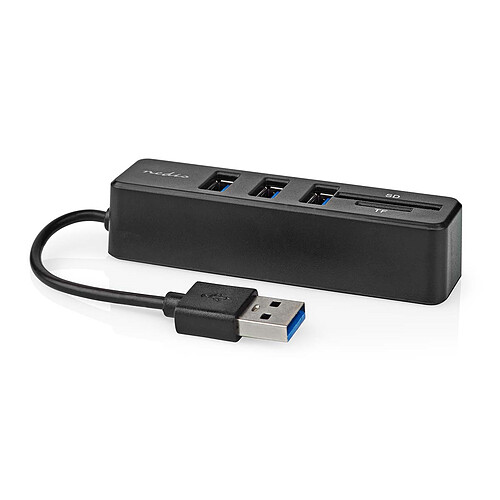 Nedis USB 2.0 Hub 3 Ports USB-A + Lecteur carte (micro)SD pas cher