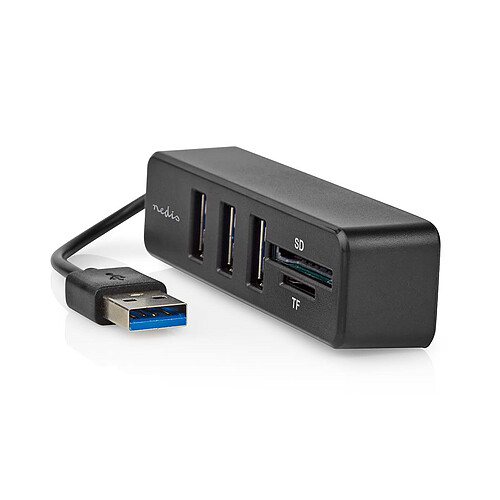 Nedis USB 2.0 Hub 3 Ports USB-A + Lecteur carte (micro)SD pas cher