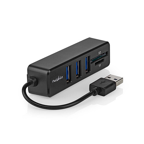 Nedis USB 2.0 Hub 3 Ports USB-A + Lecteur carte (micro)SD pas cher