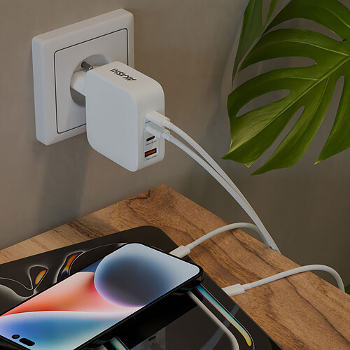 Akashi Chargeur Secteur GaN Intelligent 130W USB-C + USB-A pas cher