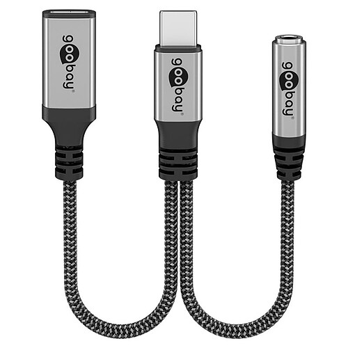 Goobay Câble USB-C vers USB-C + Jack 3.5 mm (M/F) - 1.5 m - Noir/Gris pas cher