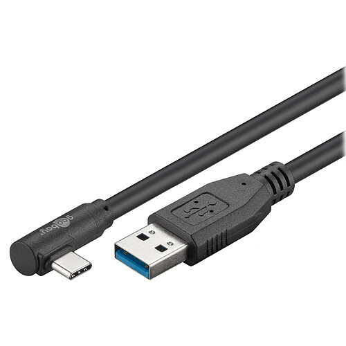 Goobay câble USB-C coudé à 90° vers USB-A 3 mètres (noir) pas cher