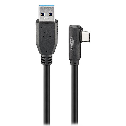 Goobay câble USB-C coudé à 90° vers USB-A 1 mètre (noir) pas cher