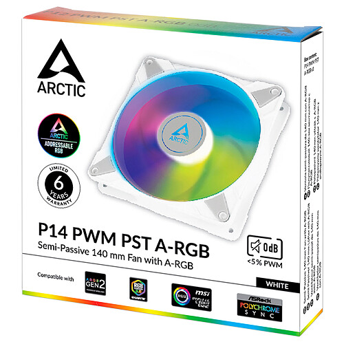 Arctic P14 PWM PST A-RGB 0dB (Blanc) pas cher