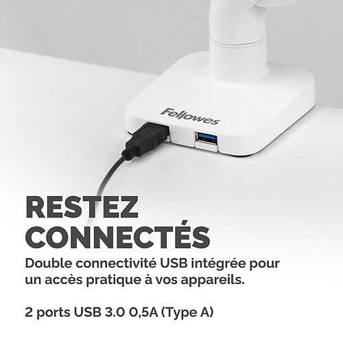 Fellowes Bras porte-écran simple Platinum Series - Blanc pas cher
