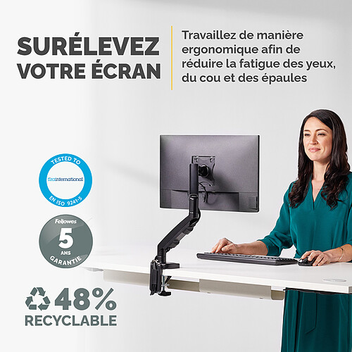 Fellowes Bras porte écran simple EPPA Noir pas cher