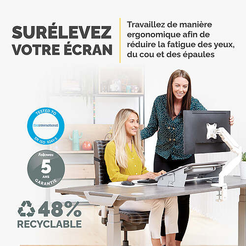 Fellowes Bras porte écran simple EPPA Blanc pas cher