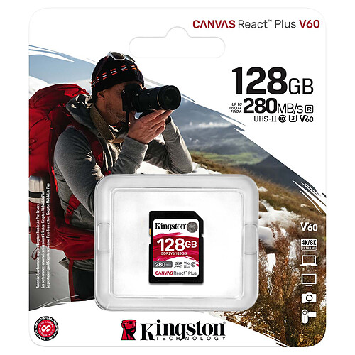 Kingston SD Canvas React Plus V60 SDR2V6/128GB pas cher