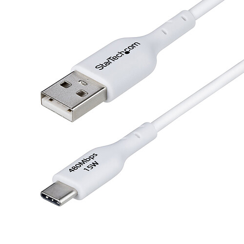 StarTech.com Câble USB-A vers USB-C 2.0 - 3A - 2 m - Blanc pas cher