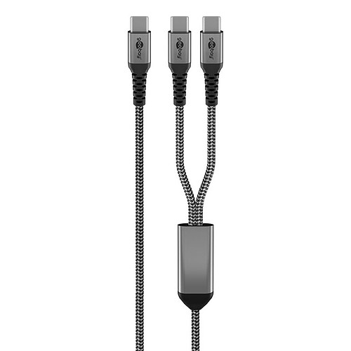Goobay Câble Textile 1x USB-C vers 2x USB-C (M/M) - Power Delivery - 1.5 m pas cher