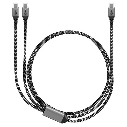 Goobay Câble Textile 1x USB-C vers 2x USB-C (M/M) - Power Delivery - 1.5 m pas cher