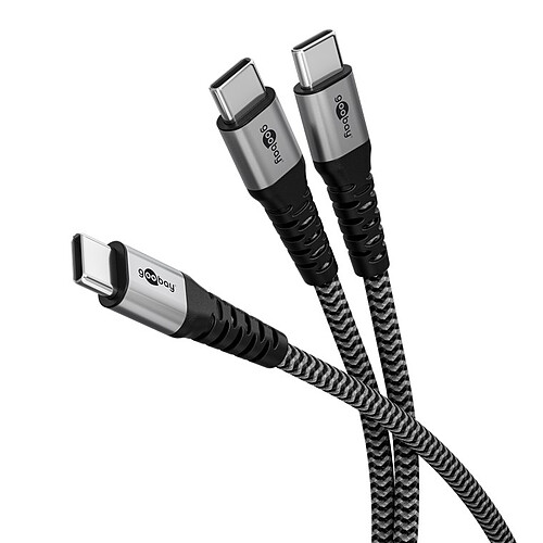 Goobay Câble Textile 1x USB-C vers 2x USB-C (M/M) - Power Delivery - 1.5 m pas cher