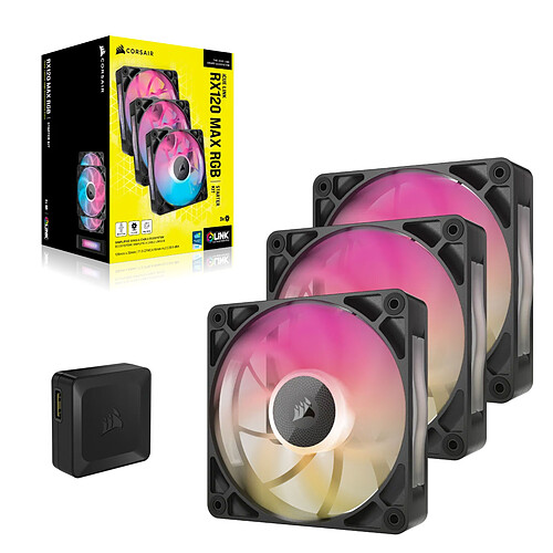 Corsair iCUE LINK RX120 MAX RGB Triple Pack (Noir) pas cher