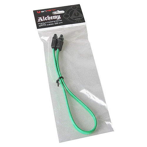 BitFenix Alchemy Green - Câble SATA gainé 30 cm (coloris vert) pas cher