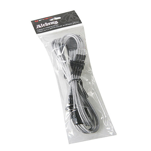 BitFenix Alchemy Silver - Câble d'alimentation gainé - Molex vers 4x SATA - 20 cm pas cher