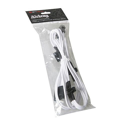 BitFenix Alchemy White - Câble d'alimentation gainé - Molex vers 4x SATA - 20 cm pas cher