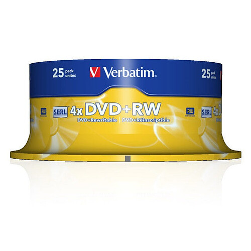 Verbatim DVD+RW 4.7 Go certifié 4x (pack de 25, spindle) pas cher