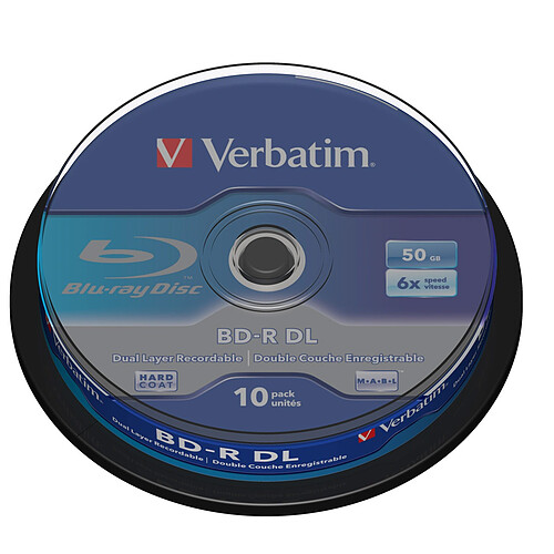 Verbatim BD-R DL 50 Go certifié 6x (pack de 10, spindle) pas cher