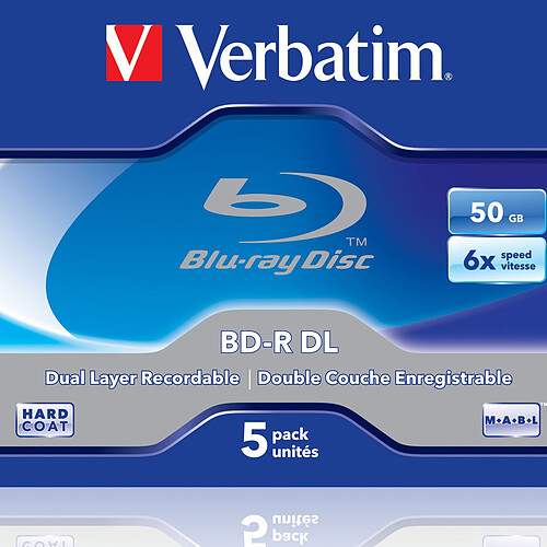 Verbatim BD-R DL 50 Go certifié 6x pack de 5 pas cher