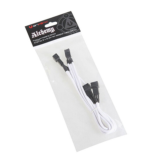 BitFenix Alchemy White - Câble d'alimentation gainé - 3 pins vers 3x 3 pins - 60 cm pas cher